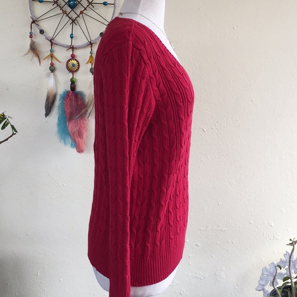 Red V Neck Sweater - Picture 6 of 9